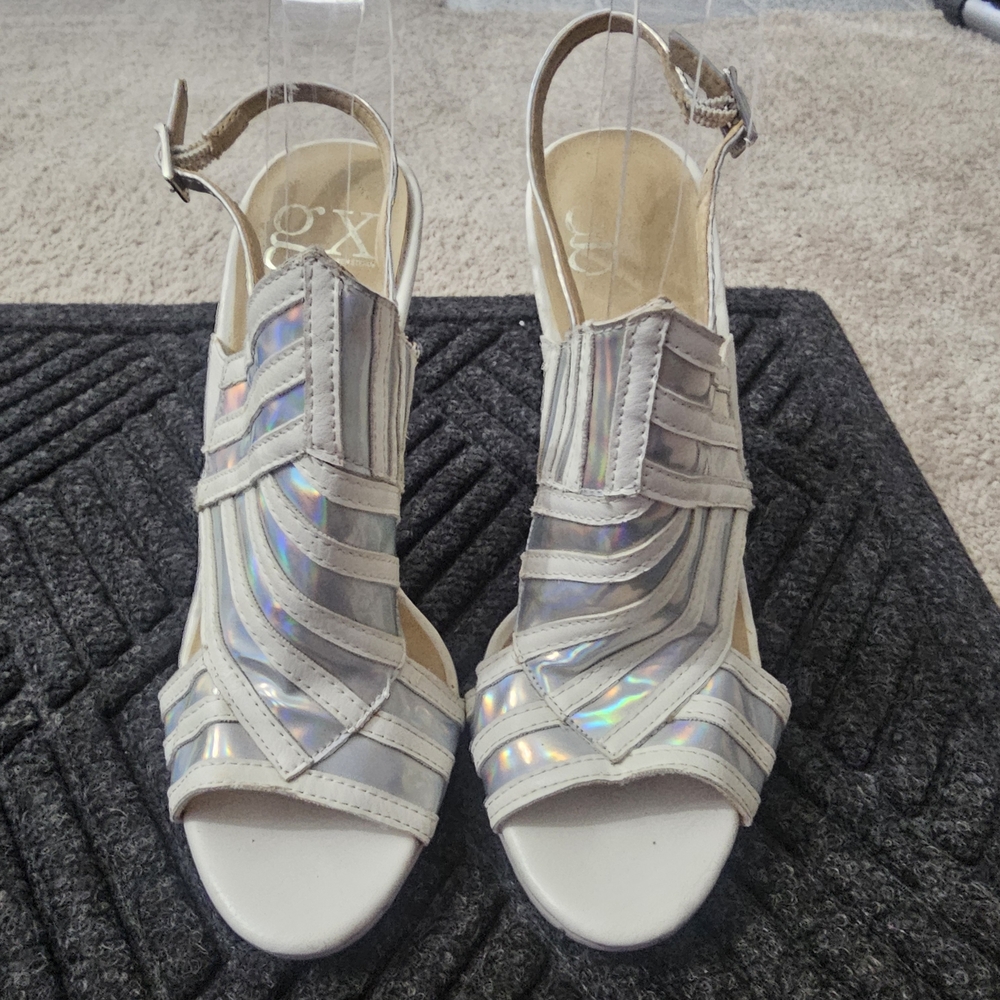 GX by Gwen Stefani Holographic Silver Sandals